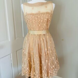Marc Jacobs Vintage Peach Silk Embroidered Dress L Fair Condition